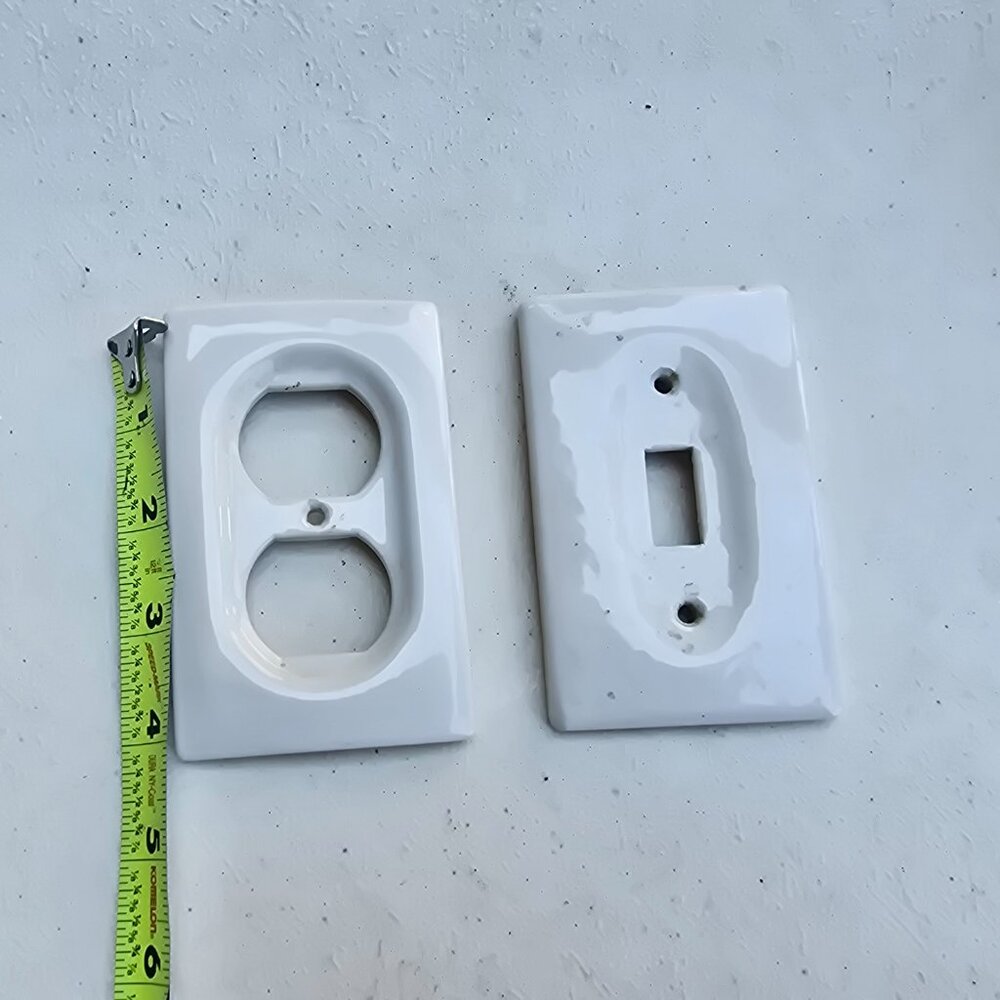 Vintage White Porcelain Electrical Outlet Switch Cover Plates - Picture 5 of 10